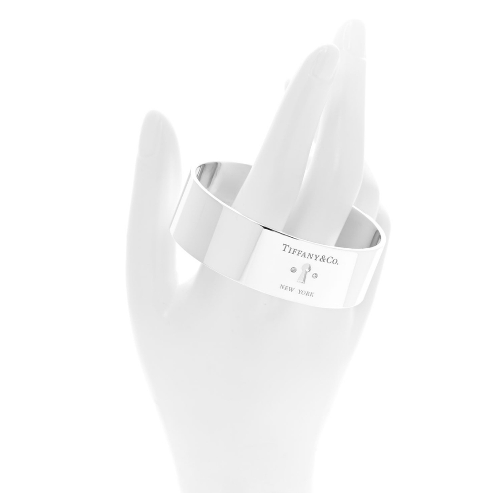 TIFFANY & CO. Diamond Wide Locks Bangle Bracelet